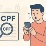 Pessoa surpresa com telefones vinculados ao CPF em imagem ilustrativa