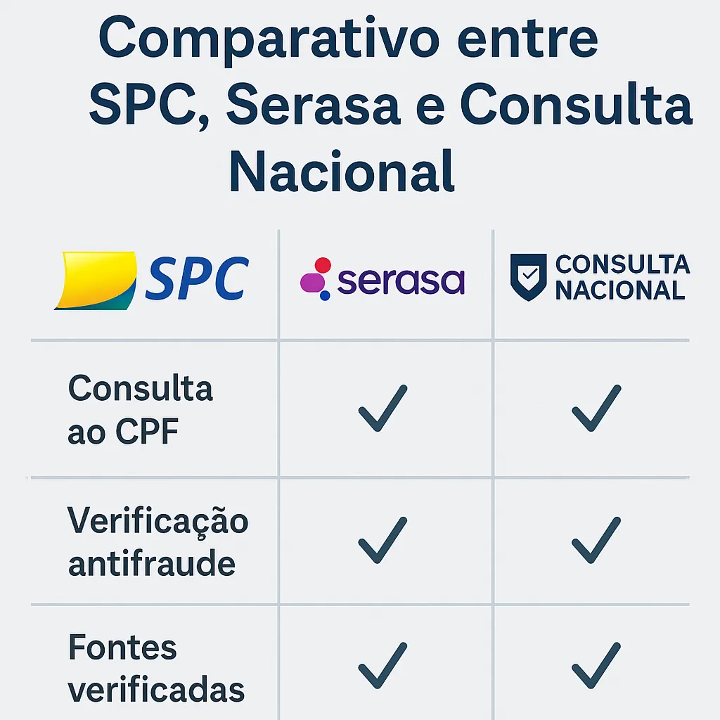 Comparativo entre SPC, Serasa e Consulta Nacional