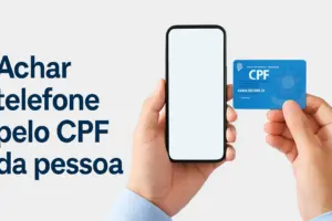 Imagem de uma pessoa procurando achar uma pessoa pelo CPF usando a internet e um celular
